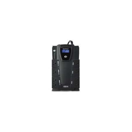 NO BREAK CYBERPOWER (CP600LCD), STANDBY, 600VA / 340W, 8 X NEMA 5-15R, (4 RESPALDO Y 4 SUPRESION) 3 AÑOS DE GARANTIA INCLUYENDO