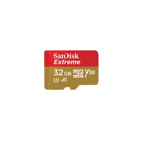 MEMORIA SANDISK EXTREME 32GB MICRO SDHC 100MB/S 4K CLASE 10 A1 V30 C/ADAPTADOR