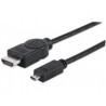 CABLE HDMI MANHATTAN V 1.4 MACHO A MICRO HDMI+ETHERNET 2 MTS